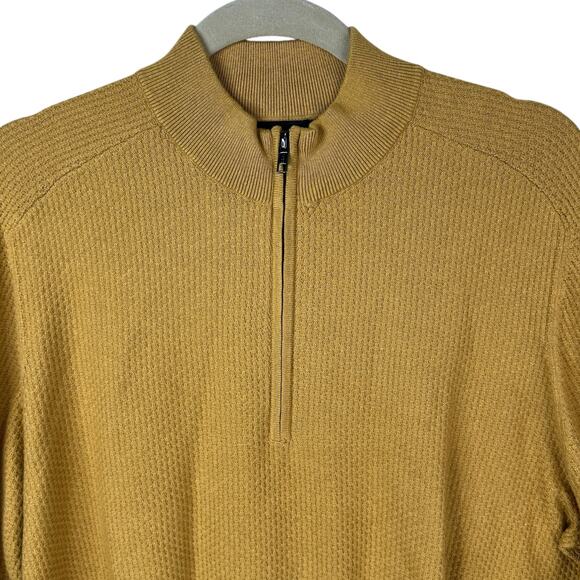 Paul Frederick Half Zip Sweater Mens Large Silk Cotton Cashmere Pullover Mustard - Picture 2 of 8
